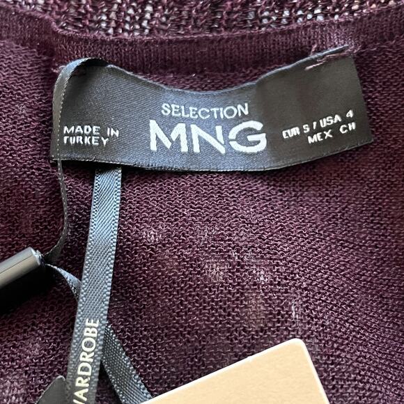 NWT Mango MNG Lurex openwork knit dress Burgundy Size Small - Picture 10 of 13